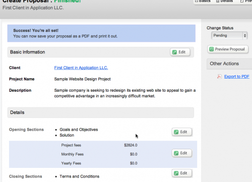 Bidsketch: Proposal Overview Page